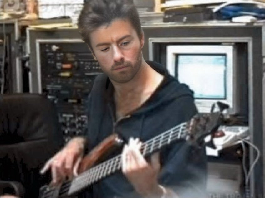 George playing bass